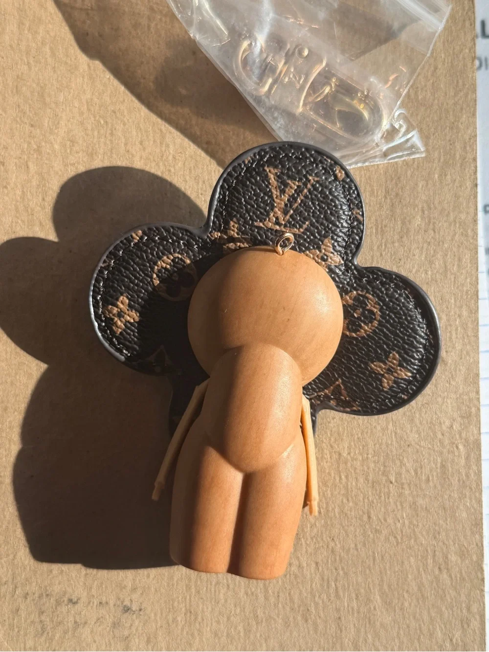Accessory keychain, bag charm- Brown Monogram Flower